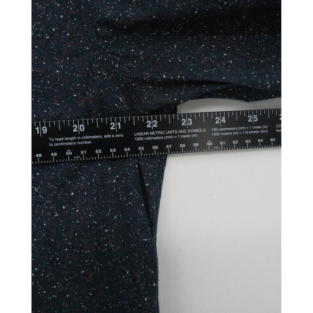 Bugatchi Mens‎ Shaped Fit Long Sleeve Button Down Shirt Navy Speckle Print Large